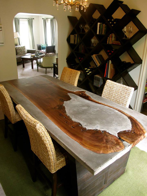 Fu-Tung Cheng Award Runner Up Kitchen Dining Table, Walnut and Concrete by Chris Ossenfort Concrete Mix: CHENG Countertop Pro-Formula